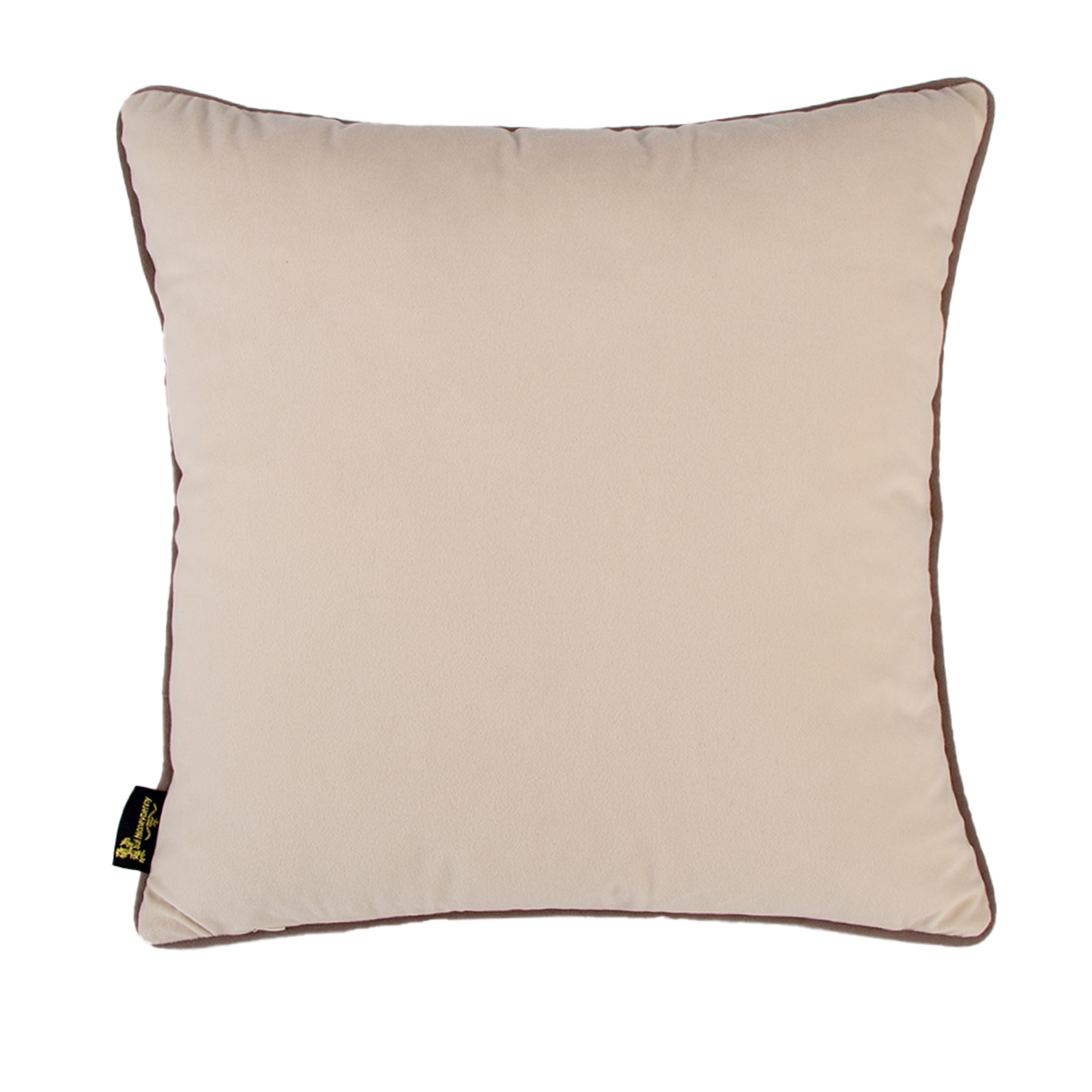 Malini Twofaced Velvet Blue/Champagne Taupe Piping Square Cushion